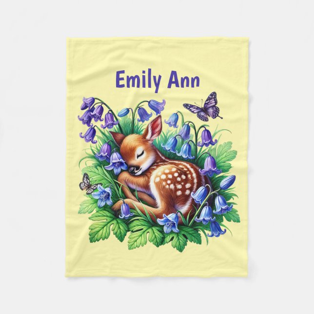 Cute baby hjort add namn" fleecefilt (Framsidan)