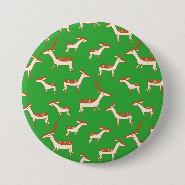 Cute Baby Hjort and Family on Ljust grönt Knapp (Framsida)