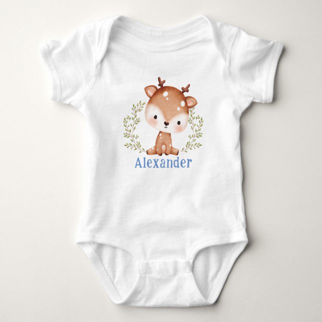 Cute Baby Hjort Första födelsedag I Babykläder Bab T Shirt (Framsida)