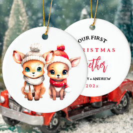 Cute baby hjort Första jul tillsammans T-Shirt Julgransprydnad Keramik