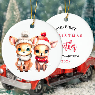 Cute baby hjort Första jul tillsammans T-Shirt Julgransprydnad Keramik
