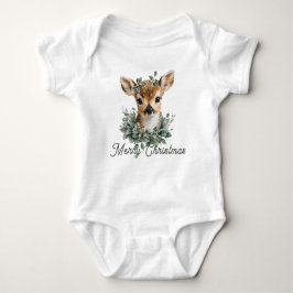 Cute Baby Hjort God jul - Vattenfärgsfärg Fawn T Shirt