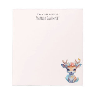 Cute Baby Hjort med Antlers och Flowers Anteckningsblock