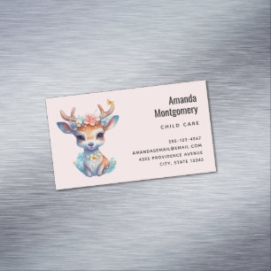 Cute Baby Hjort med Antlers och Flowers Magnetiska Visitkort