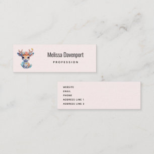 Cute Baby Hjort med Antlers och Flowers Mini Visitkort