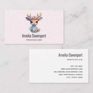 Cute Baby Hjort med Antlers och Flowers Visitkort