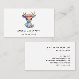 Cute Baby Hjort med Antlers och Flowers Visitkort