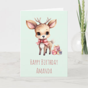 Cute Baby Hjort med gåvor från födelsedagen Kort