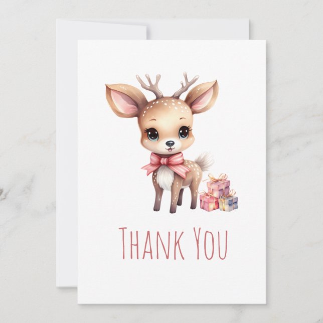 Cute Baby Hjort med gåvor Party Tack Kort (Framsida)