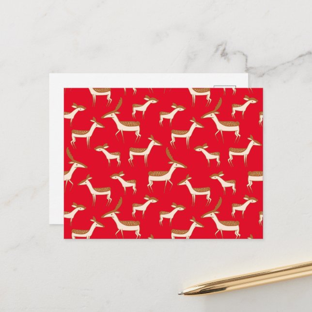 Cute Baby Hjort och familj Vykort (Fram/Back In Situ)