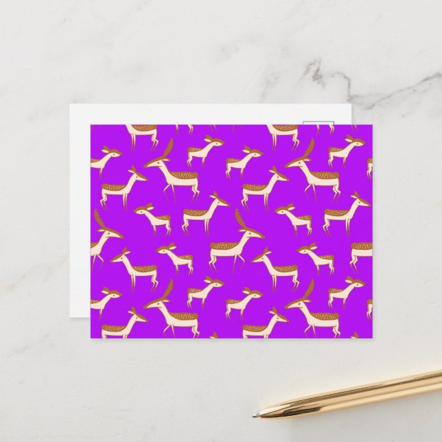 Cute Baby Hjort och familj Vykort (Fram/Back In Situ)