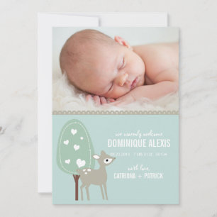 Cute Baby Hjort Photo Tillkännagivande för födelse Meddelande