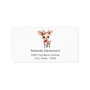Cute Baby Hjort Tecknad Illustration Adress Adressetikett