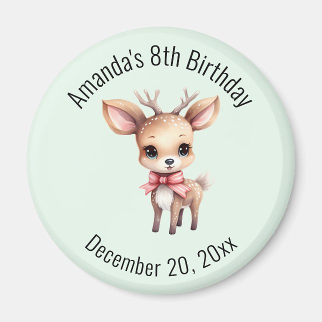 Cute Baby Hjort Tecknad Illustration Birthday Magnet (Framsidan)