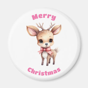 Cute Baby Hjort Tecknad Illustration jul Magnet