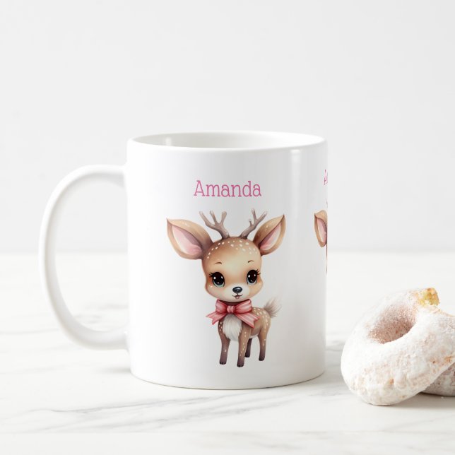 Cute Baby Hjort Tecknad Illustration Kaffemugg (Med munk)