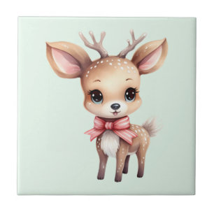 Cute Baby Hjort Tecknad Illustration Kakelplatta