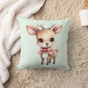 Cute Baby Hjort Tecknad Illustration Kudde