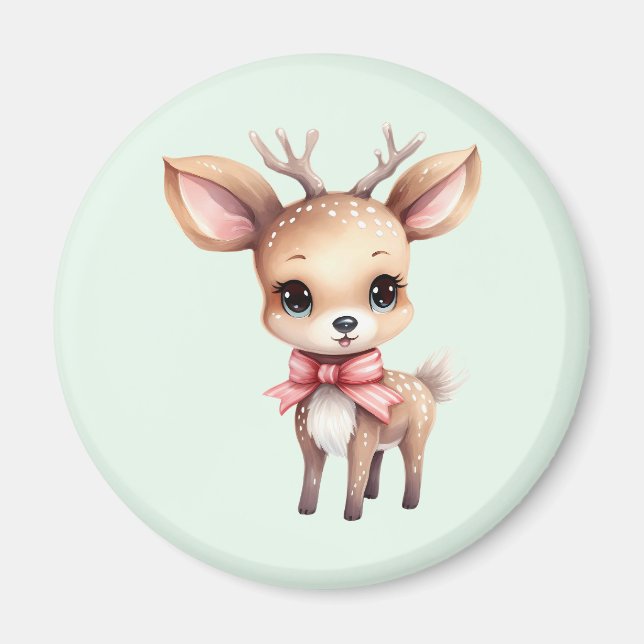 Cute Baby Hjort Tecknad Illustration Magnet (Framsidan)