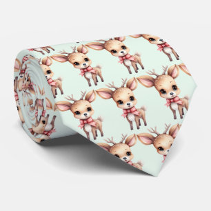 Cute Baby Hjort Tecknad Illustration Mönster Slips