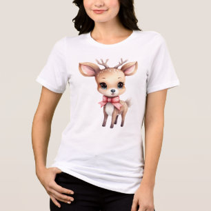 Cute Baby Hjort Tecknad Illustration T Shirt