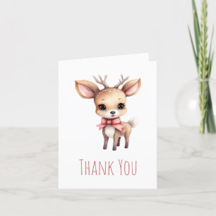 Cute Baby Hjort Tecknad Illustration Tack Kort