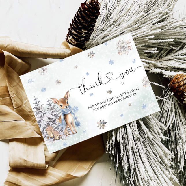 Cute Baby Hjort Winter Baby Shower Tack Kort (Skapare uppladdad)