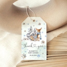 Cute Baby Hjort Winter Blue Baby Gift Presentetikett
