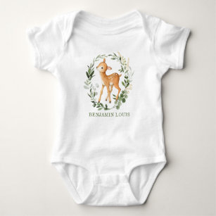 Cute Baby Hjort Woodland Greenery 1:a födelsedagen T Shirt