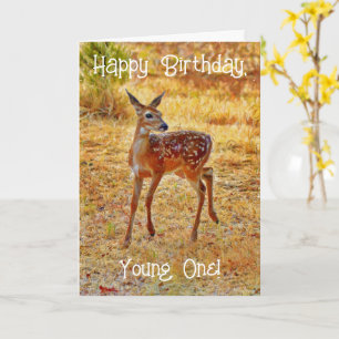 Cute Baby Hjort Young One Birday Card Kort