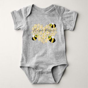 Cute Baby Honungsbee Honeycomb Heart med Namn T Shirt