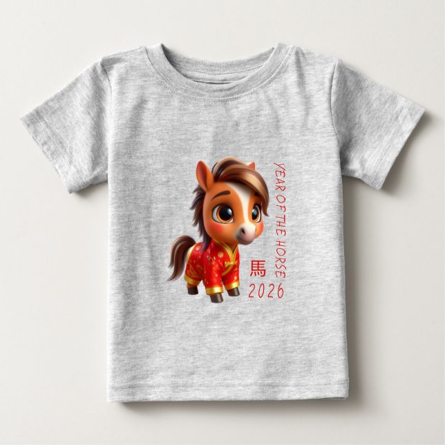 Cute Baby Horse Chinese New Year 2026 Baby T T Shirt (Framsida)