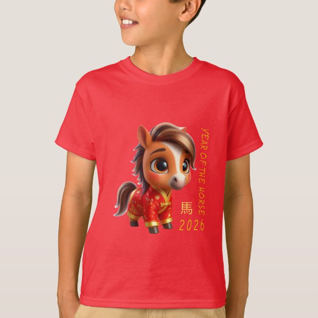 Cute Baby Horse Chinese New Year 2026 Kids T T Shirt (Framsida)