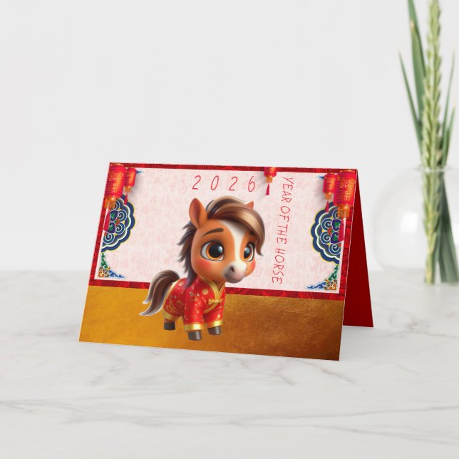 Cute Baby Horse Chinese New Year 2026 with texts G Helgkort (Framsida)