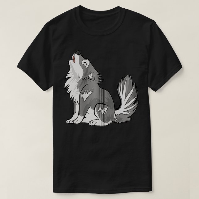 Cute Baby Howling Wolf Cub Sketch Gifts Costume St T Shirt (Design framsida)