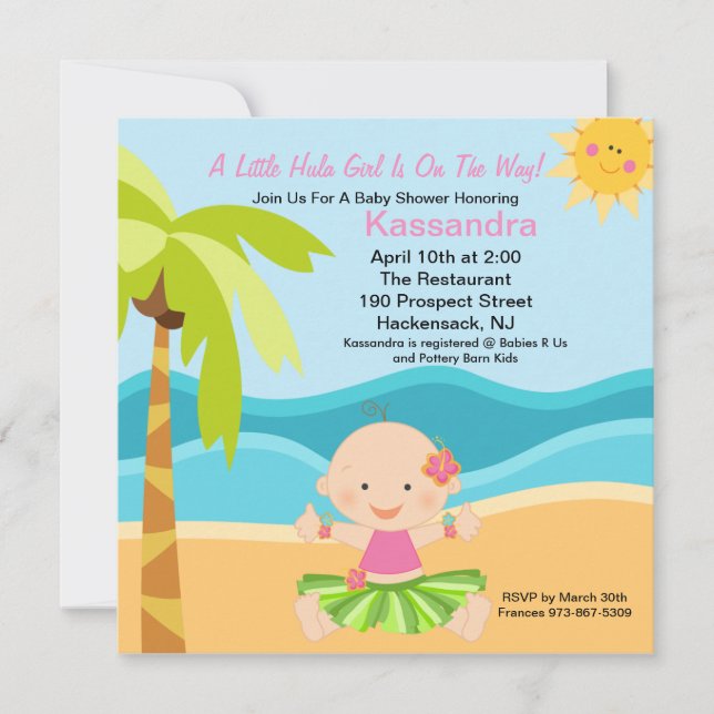 Cute Baby Hula Girl Baby Shower-inbjudan Inbjudningar (Framsida)
