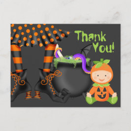 Cute Baby i Pumpkin Costume Halloween Tack Vykort