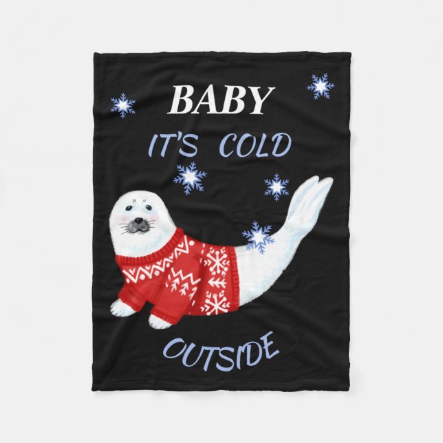 Cute Baby Its Cold Outside Winter Seal T Shirt  Fleecefilt (Framsidan)