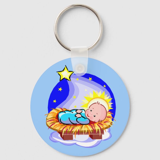 Cute Baby Jesus och Star Nyckelring (Framsida)
