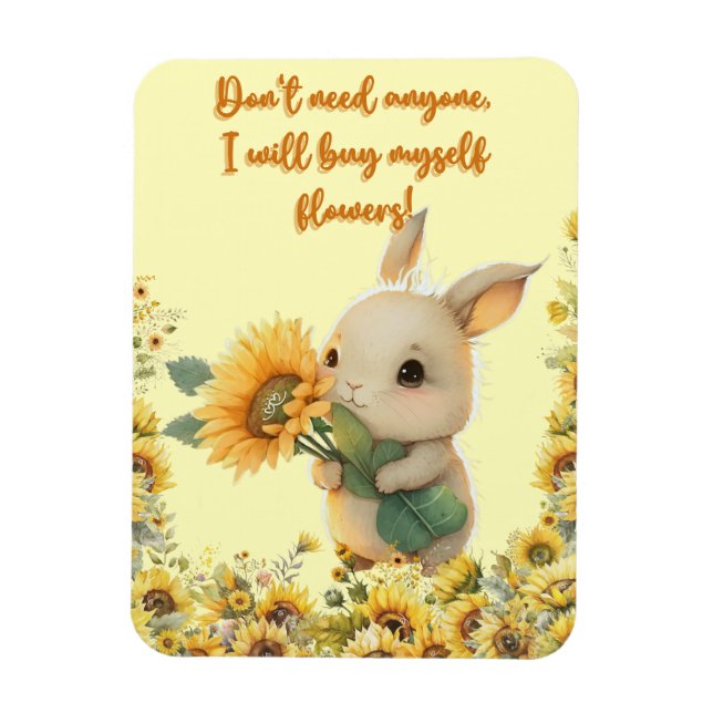 Cute Baby, kanin Holding Solros Flexible Magnet (Vertikal)