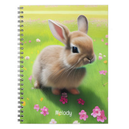 Cute baby-kanin i en blomma anteckningsbok