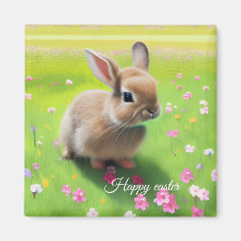 Cute baby-kanin i en blomma magnet