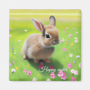 Cute baby-kanin i en blomma magnet