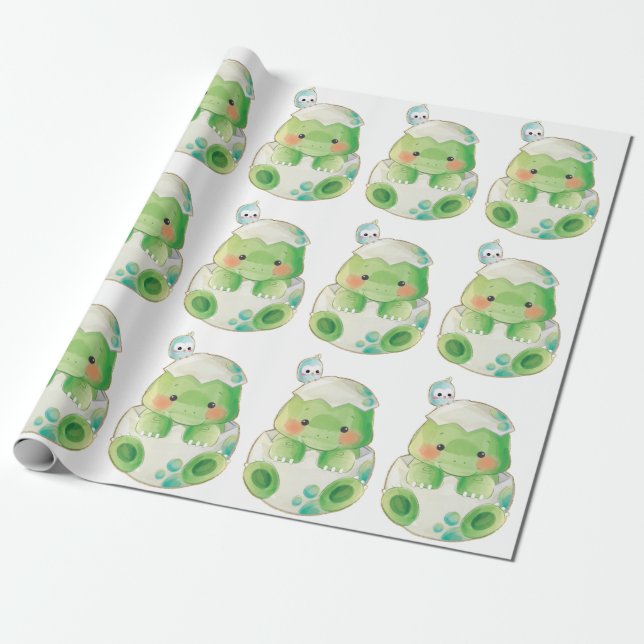 Cute Baby-kläckta alligator och fåglar Presentpapper (Utrullad)