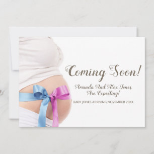 Cute Baby-klumpen med Rosett band kommer snart Gra Meddelande