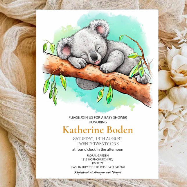 Cute Baby Koala Baby Shower-inbjudan (Skapare uppladdad)