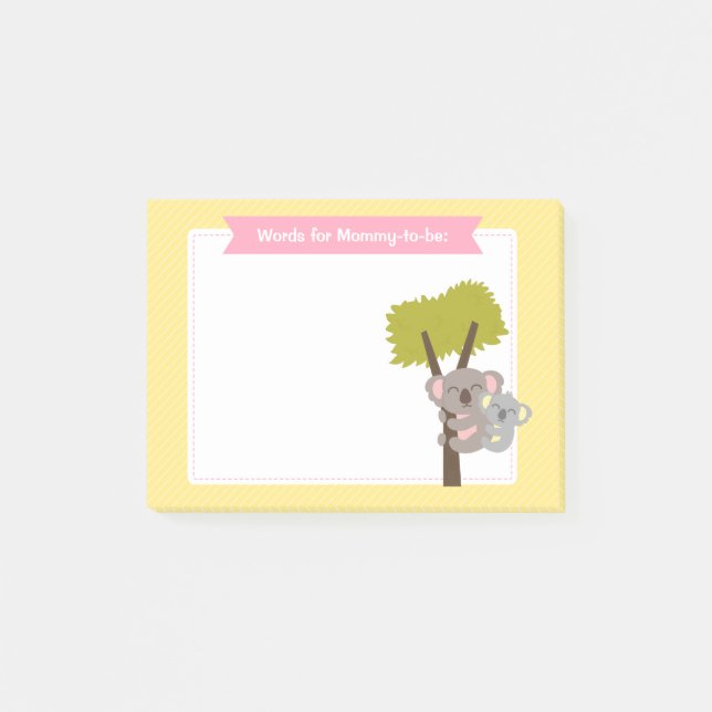 Cute Baby Koala Bear and and Mamma Baby Shower Post-it Block (Framsida)