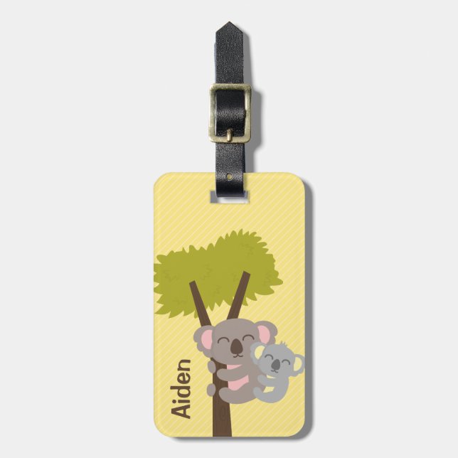 Cute Baby Koala Bear och Mamma För barn Bagagebricka (Vertikal Framsida)