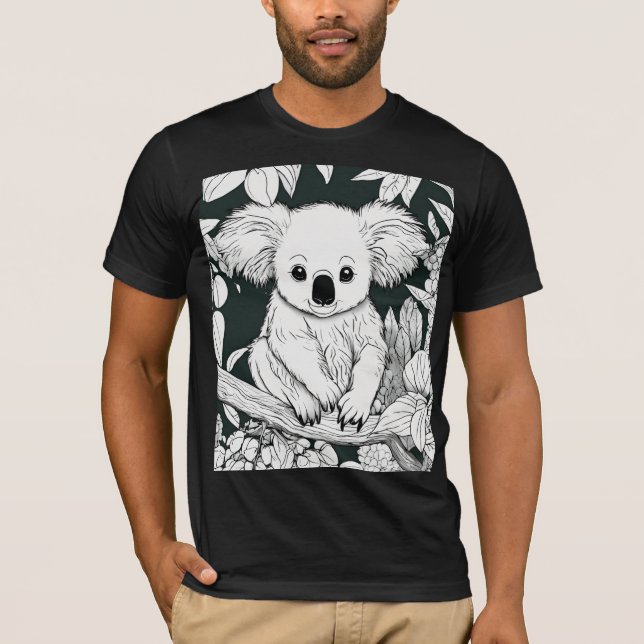 Cute Baby Koala Coloring Page T-Shirt - Bella+Canv (Framsida)