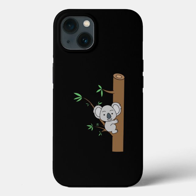Cute Baby Koala klättrar upp i Eucalyptus Träd (Baksida)